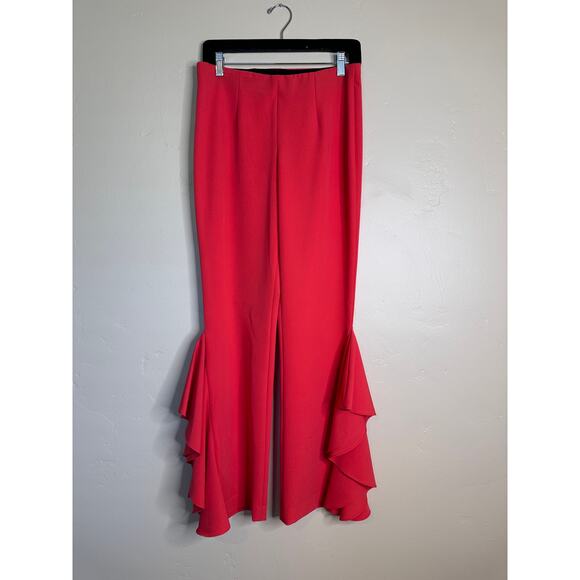 Scripted Coral Pull-On Elastic Ruffle Pant Small Holiday - Picture 2 of 9